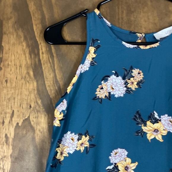 LOFT Womens Tank Top Blue White Floral Petite Crew Neck Keyhole Back XXSP - Picture 4 of 12